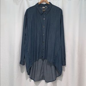 Super soft denim high/low Fisher Project top